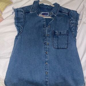 Pilcro Short Sleeve Denim Top